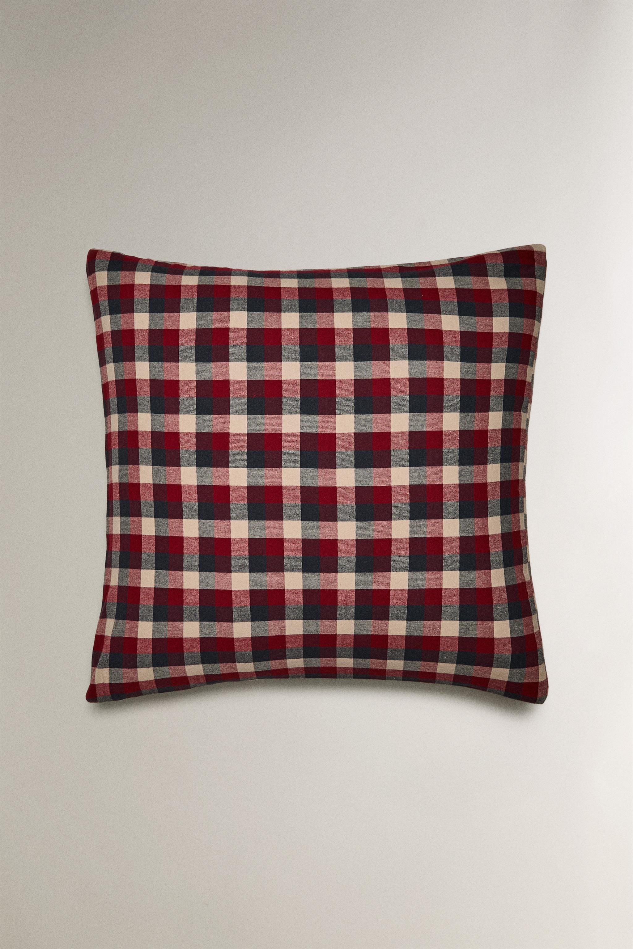 TAIE D’OREILLER FLANELLE COTON CARREAUX TARTAN NOËL